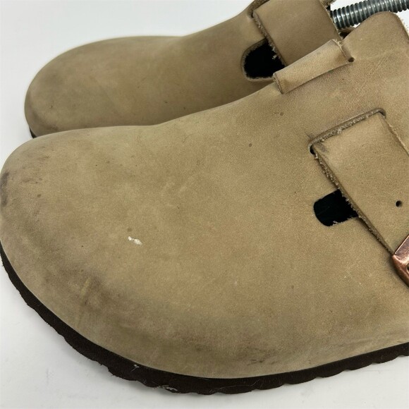 Birkenstock Boston Clog Beige Tan Leather Slip-On Soft Footbed EU 41 Comfort - Picture 9 of 13